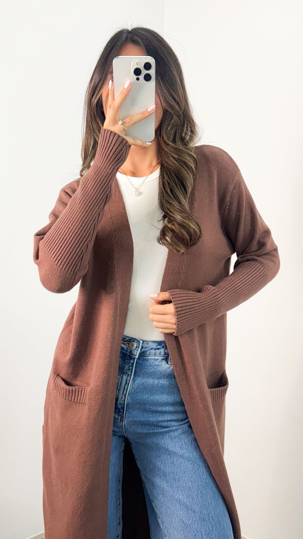MAXWELL LONG CARDI - CHOCOLATE