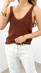 ANNIKA KNIT TANK TOP - BROWN