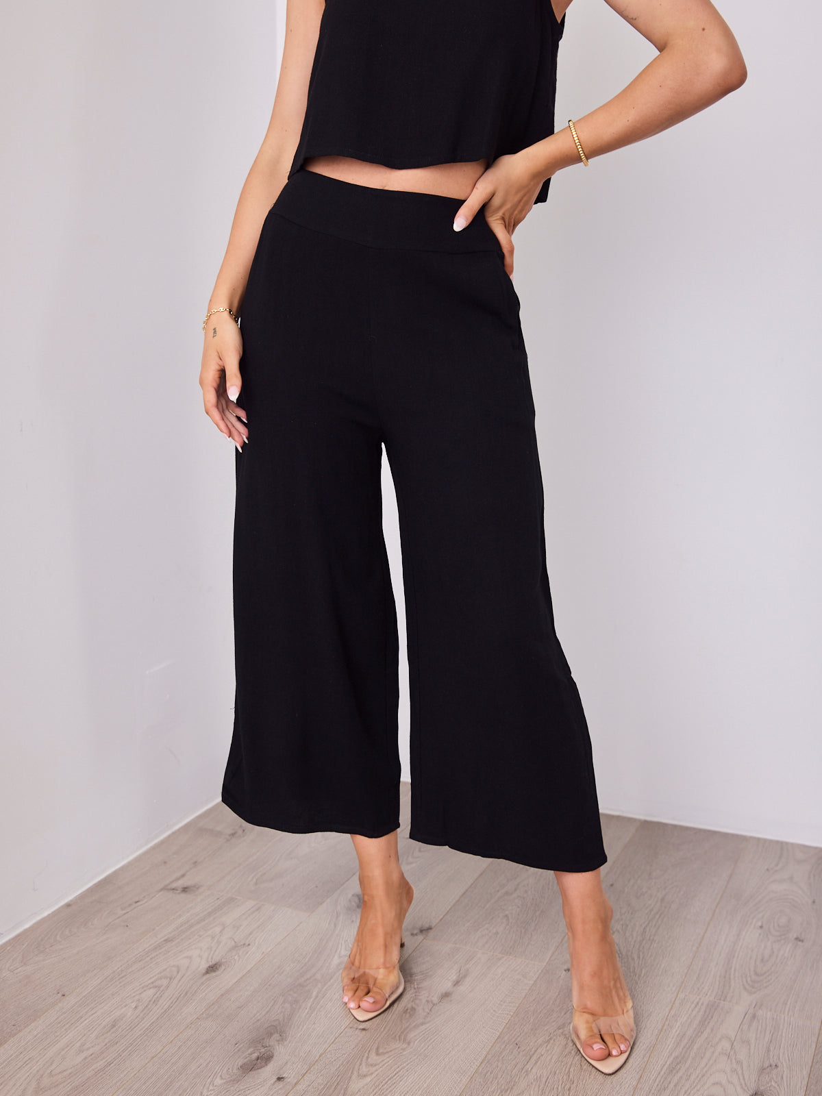 MEMPHIS 7/8 LINEN PANTS - BLACK