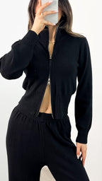ENZA ZIP KNIT SET - BLACK