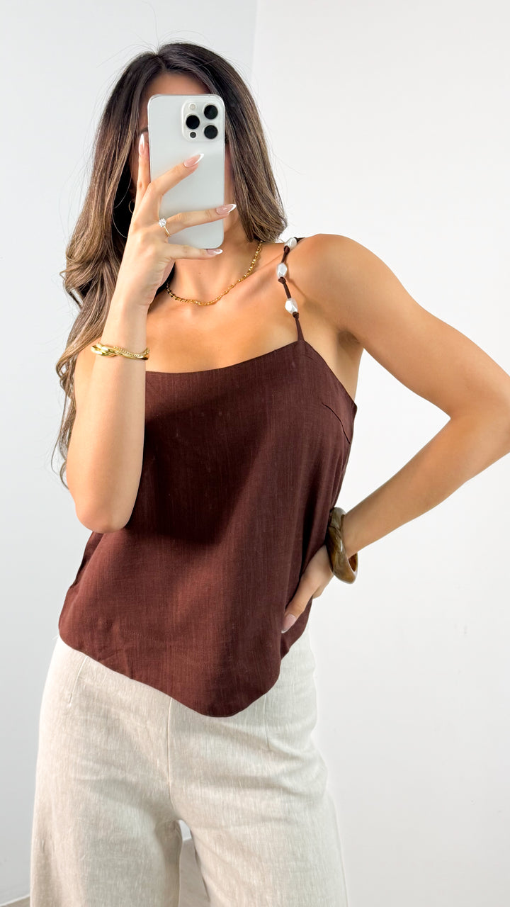 PORTELLI TOP - CHOCOLATE