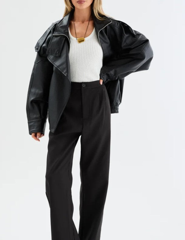 REBEL PU JACKET - BLACK