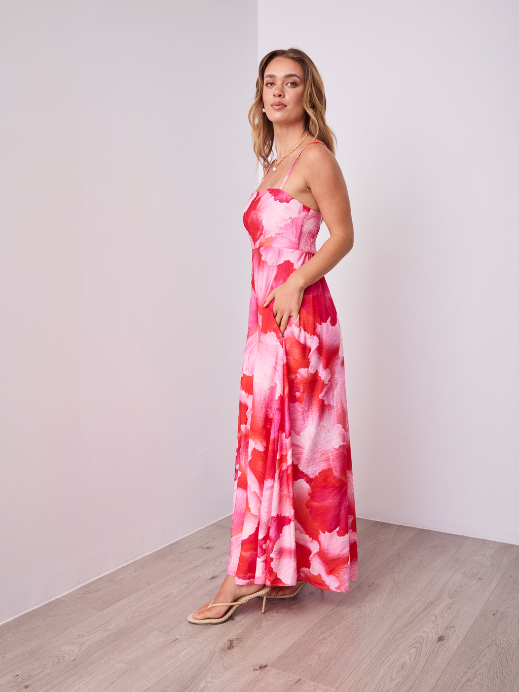 ROSE MAXI DRESS - PINK/RED