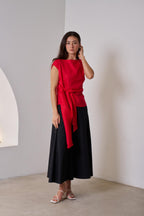 ZOE LINEN TOP - RED