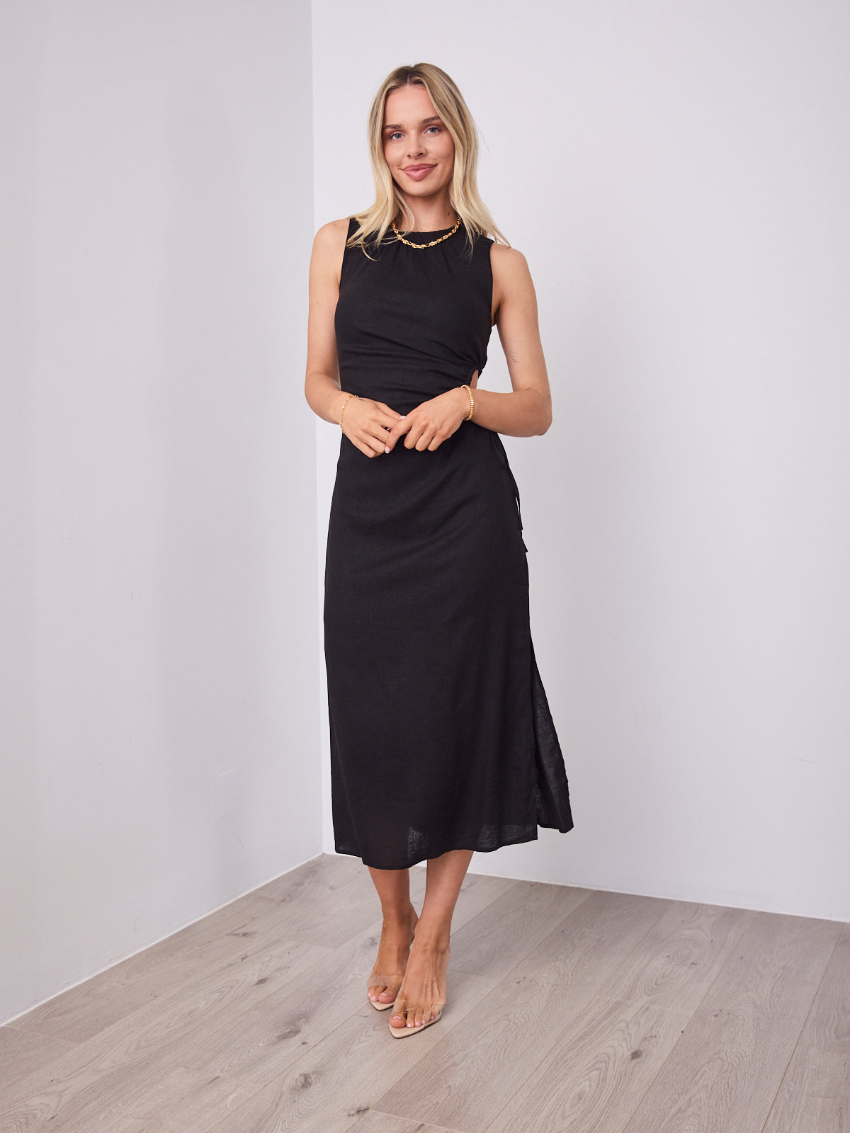 PAROS LINEN DRESS - BLACK