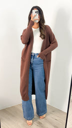 MAXWELL LONG CARDI - CHOCOLATE