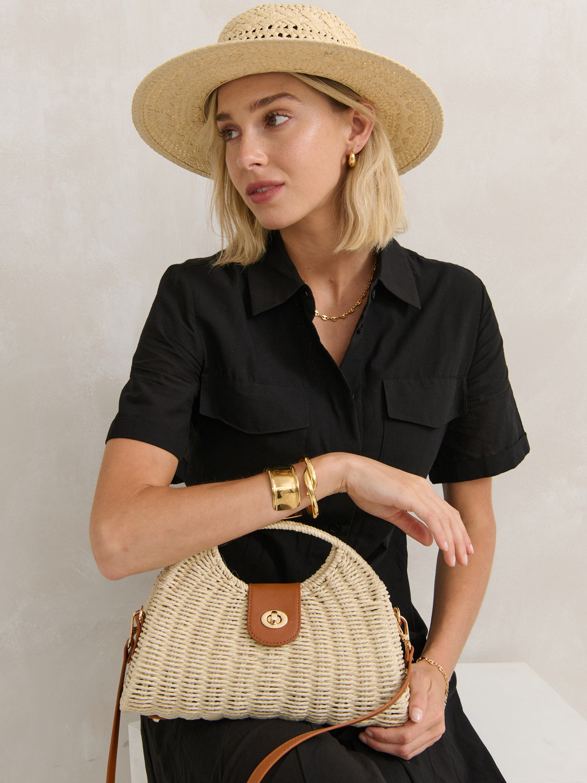 MAGGIE STRAW BAG - BEIGE