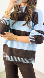 BESSIE BLOCK STRIPE KNIT - CHOCOLATE/BLUE