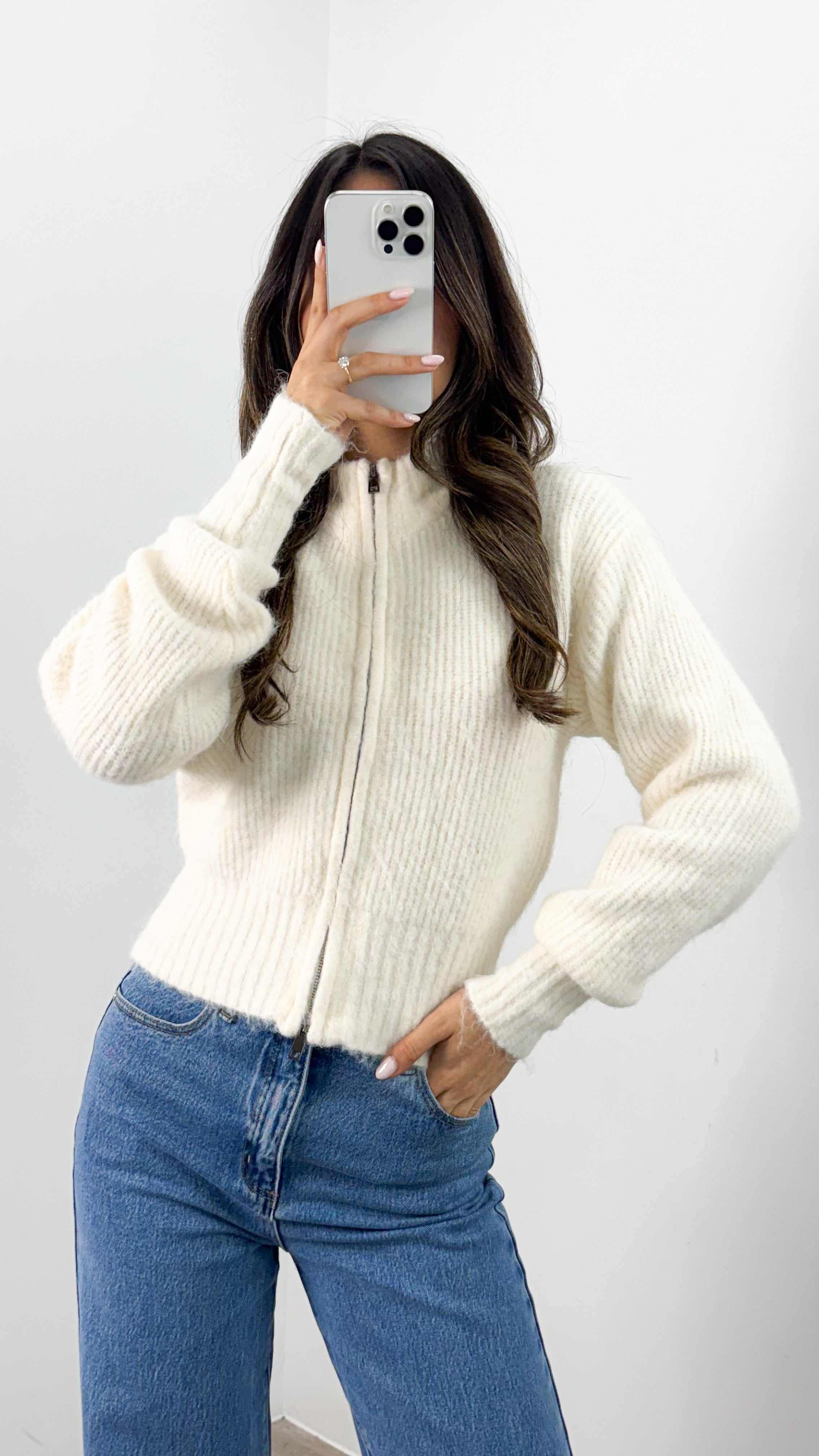 NOAH ZIP KNIT - CREAM