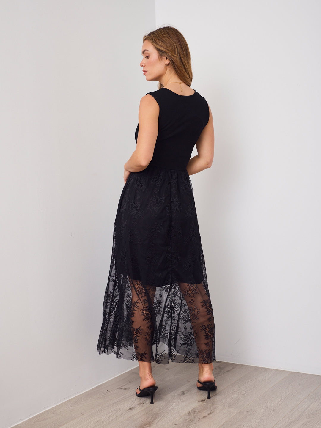 ALLISON LACE TANK DRESS -BLACK