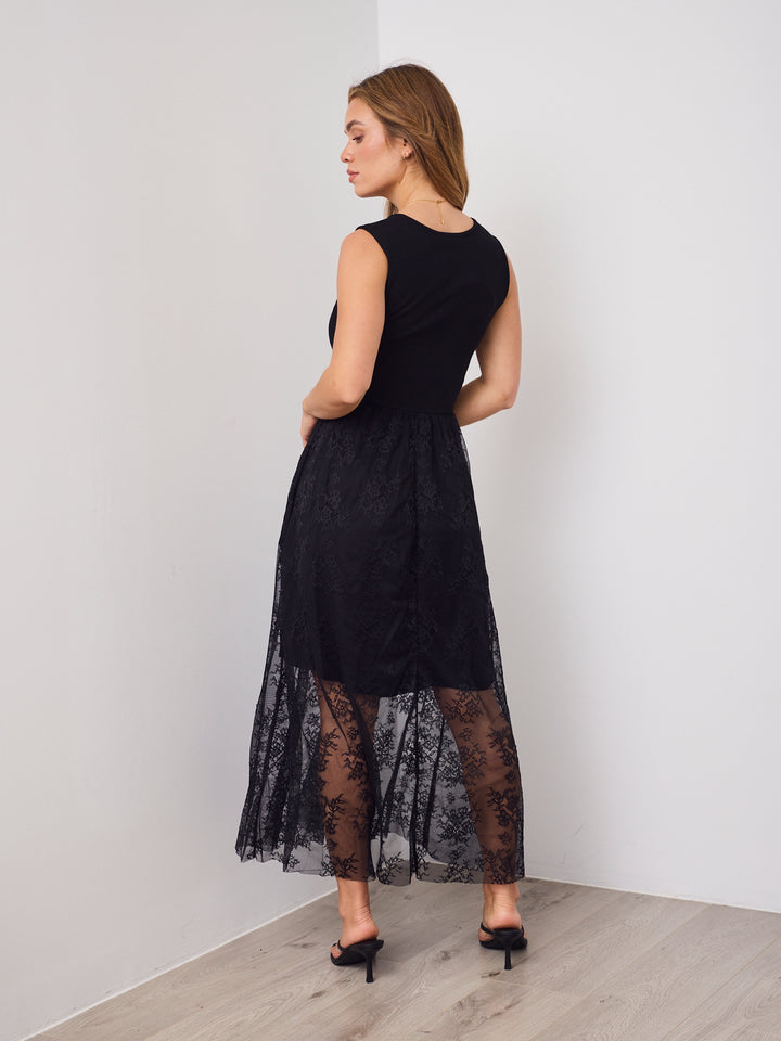 ALLISON LACE TANK DRESS -BLACK