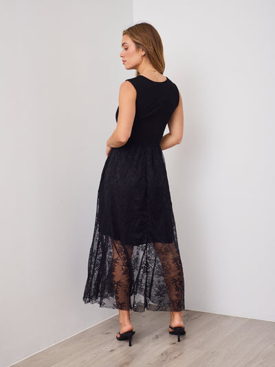 ALLISON LACE TANK DRESS -BLACK