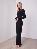 ENZA ZIP KNIT TOP & PANT SET - BLACK