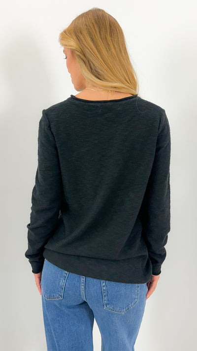 RIVER POCKET KNIT TOP - BLACK
