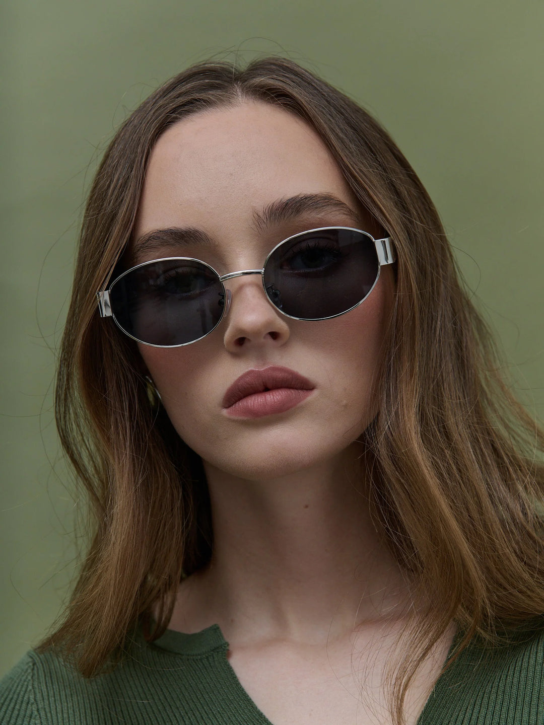 HELENA OVAL SUNNIES - SILVER/BLACK