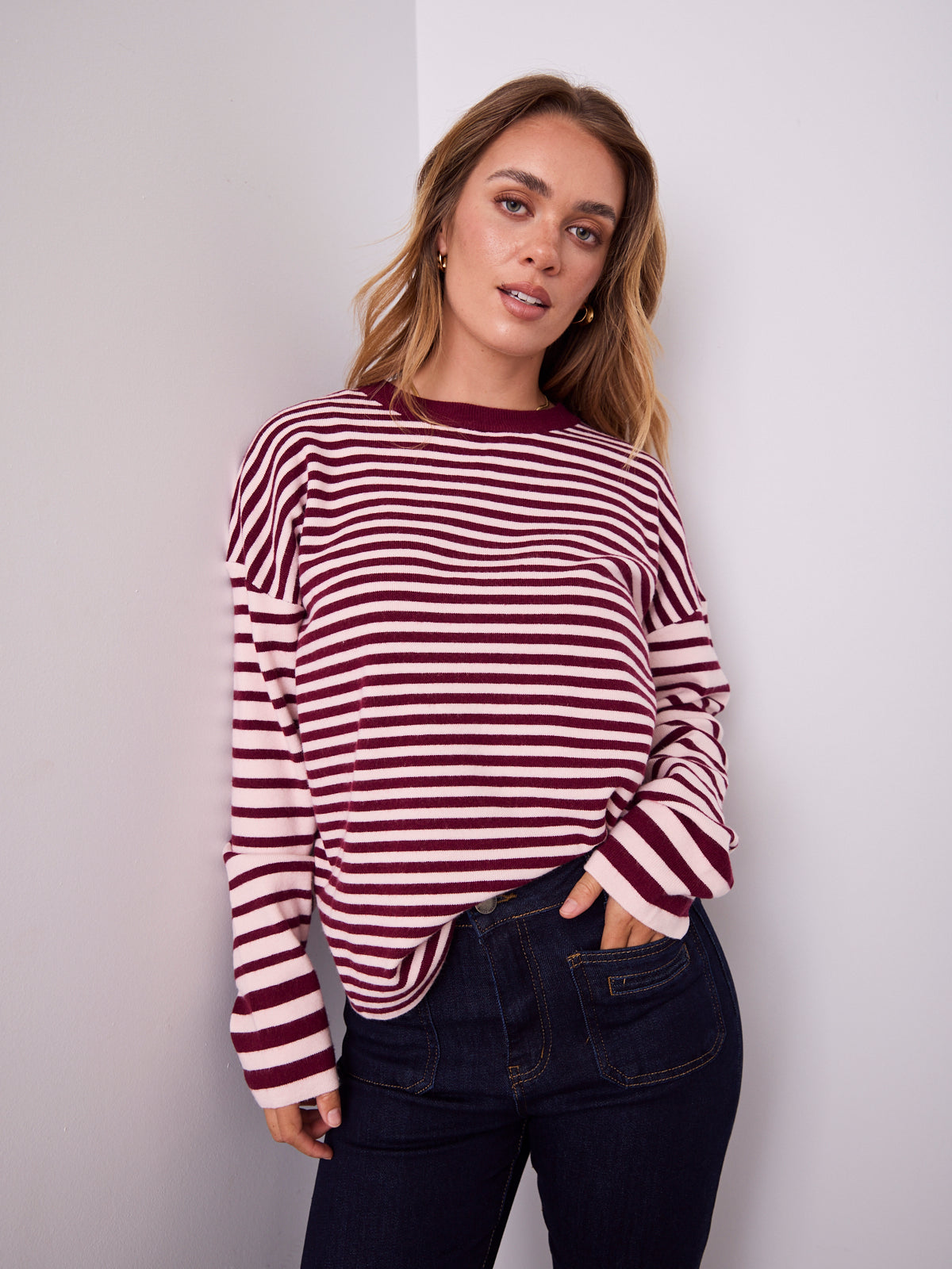 MICHAELS KNIT TOP - PINK/WINE