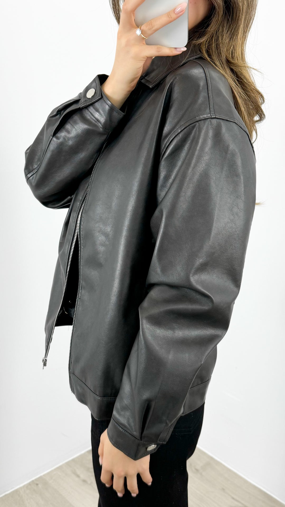 MARVIN PU JACKET - DARK CHOCOLATE / WASHED BLACK
