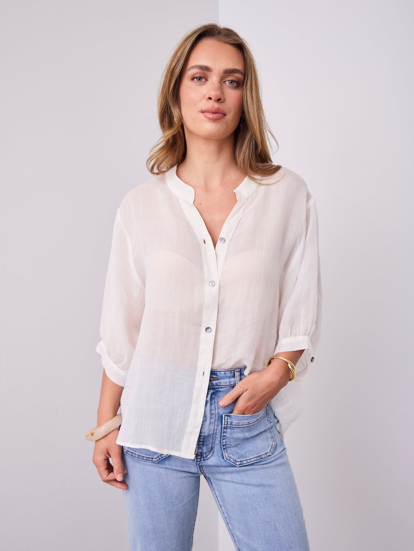 CATHY LINEN SHIRT - WHITE