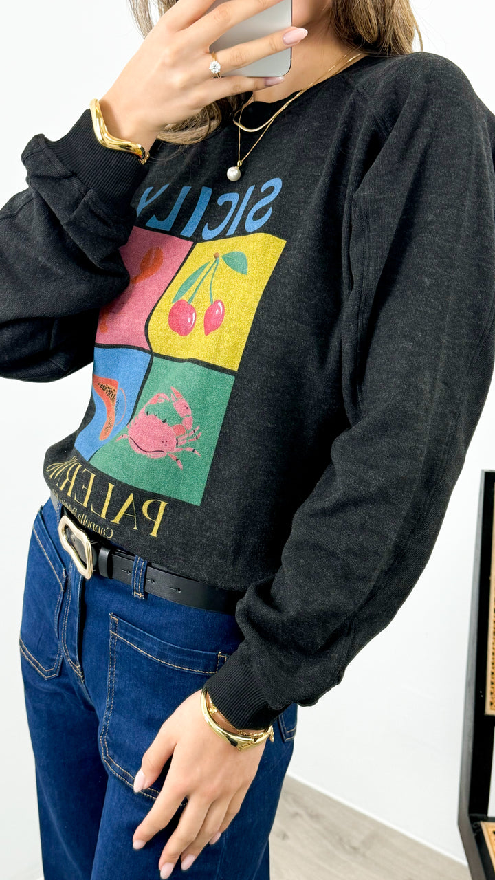 SICILY JUMPER - WASHED BLACK