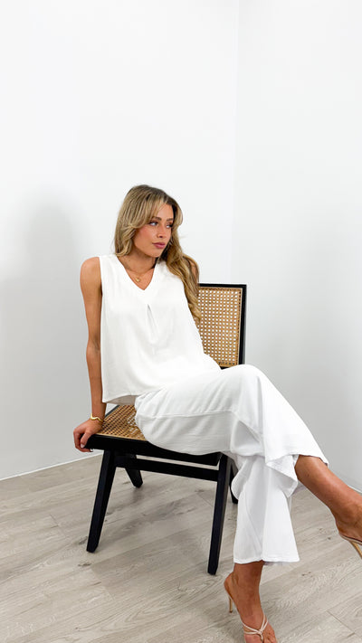 CARMEL V NECK TOP - WHITE