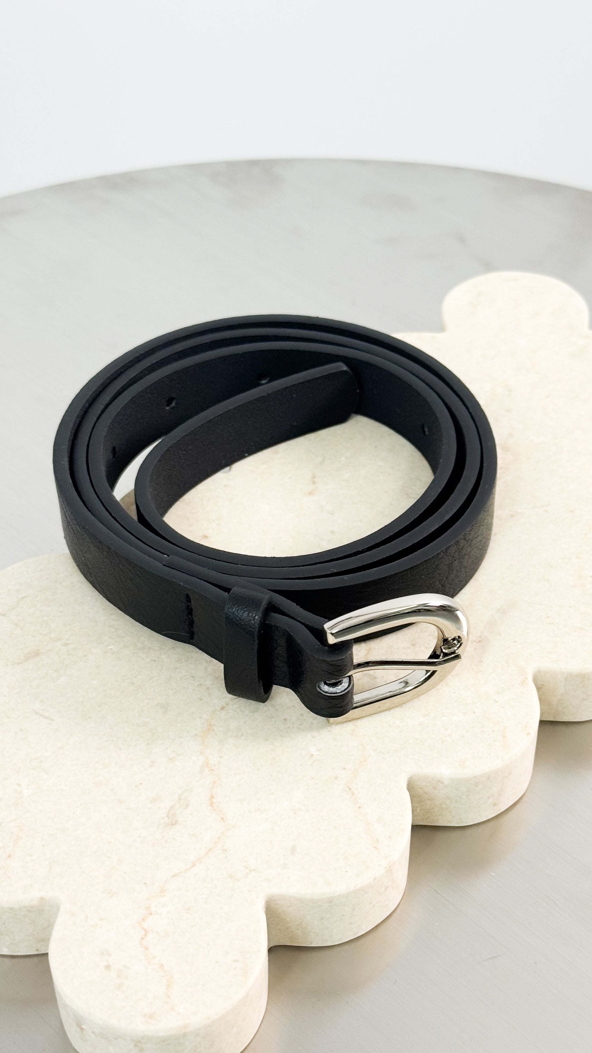 LOMANCE SKINNY BELT - BLACK/SILVER
