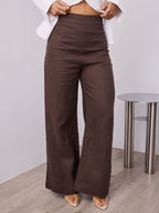 HANNAH LINEN PANT - CHOCOLATE