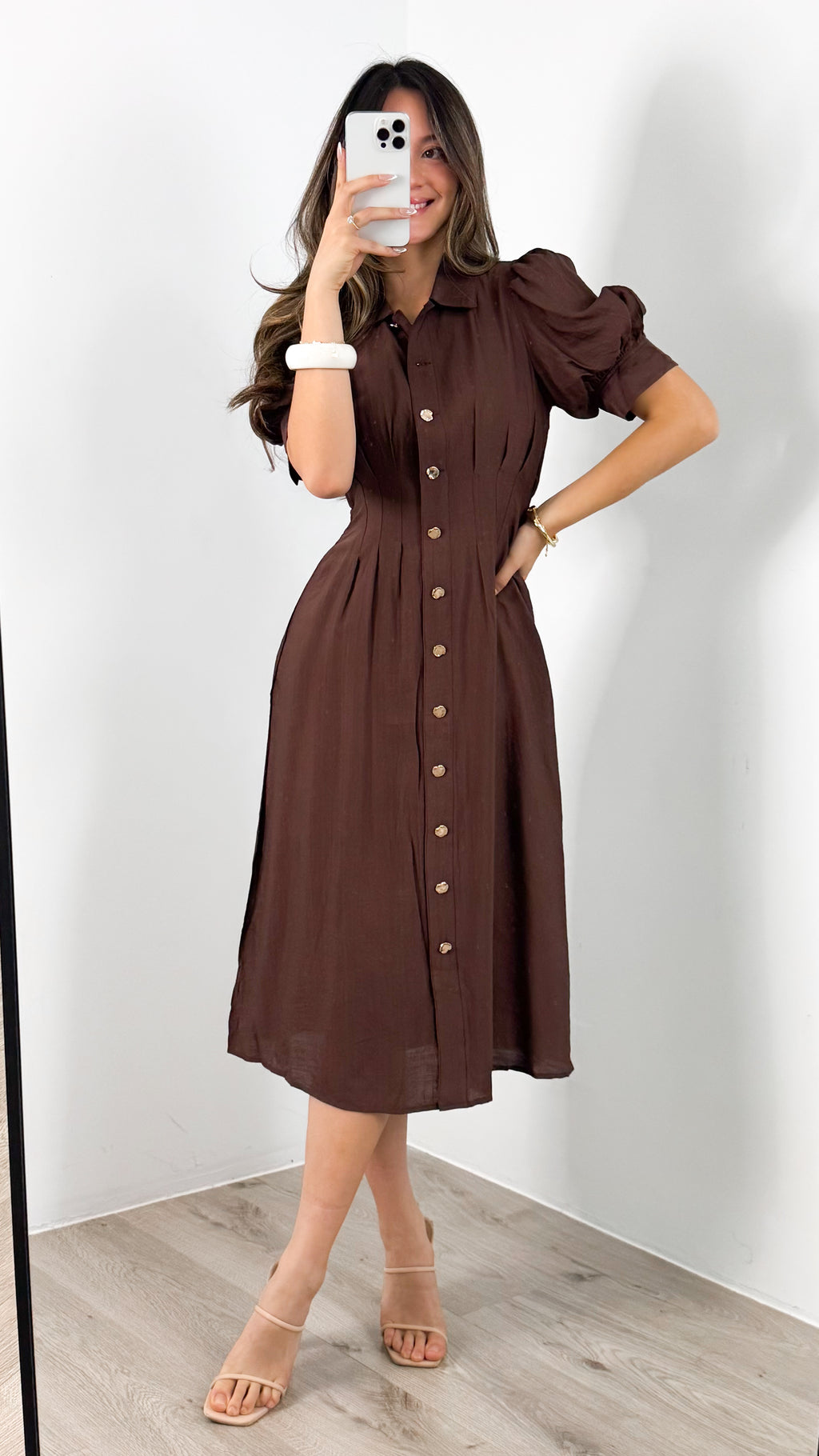 CASSANDRA DRESS - CHOCOLATE