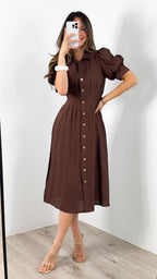 CASSANDRA DRESS - CHOCOLATE