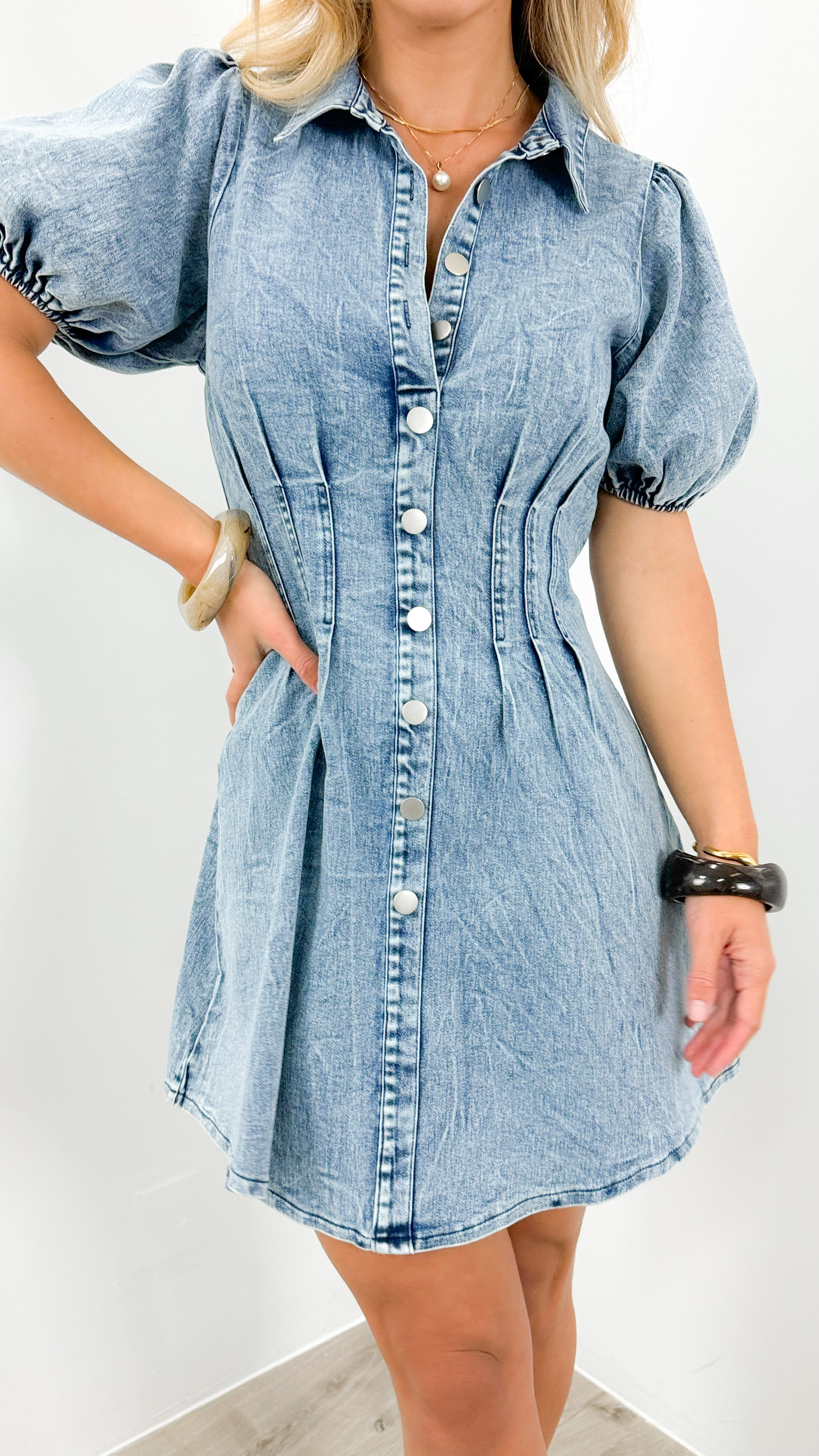 KRISTEN DENIM DRESS - BLUE