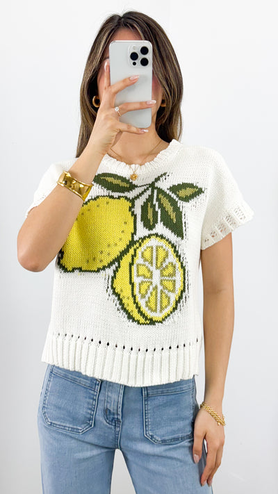LEMON KNIT TEE - WHITE