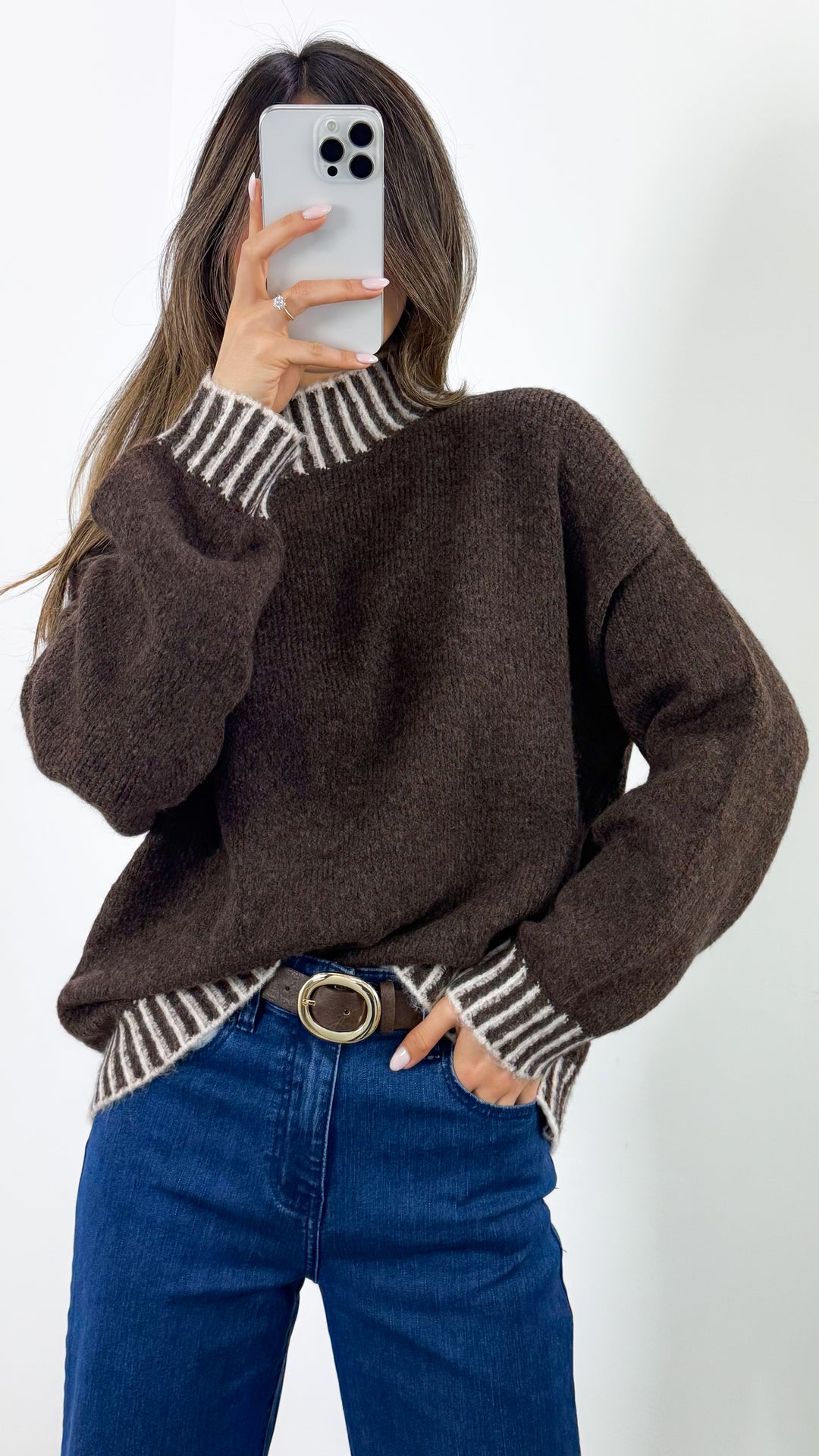 BESSIE STITCH KNIT - CHOCOLATE
