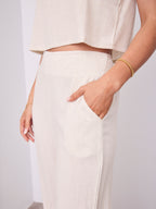 MEMPHIS 7/8 LINEN PANTS - BEIGE