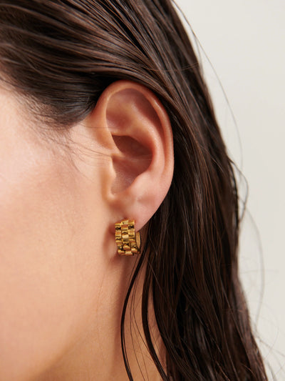 RIPPLE 18K GOLD PLATED EARRINGS - GOLD