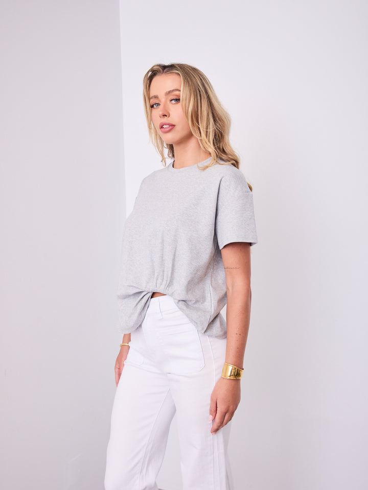 ESTHER EASY TUCK TEE - GREY MARLE