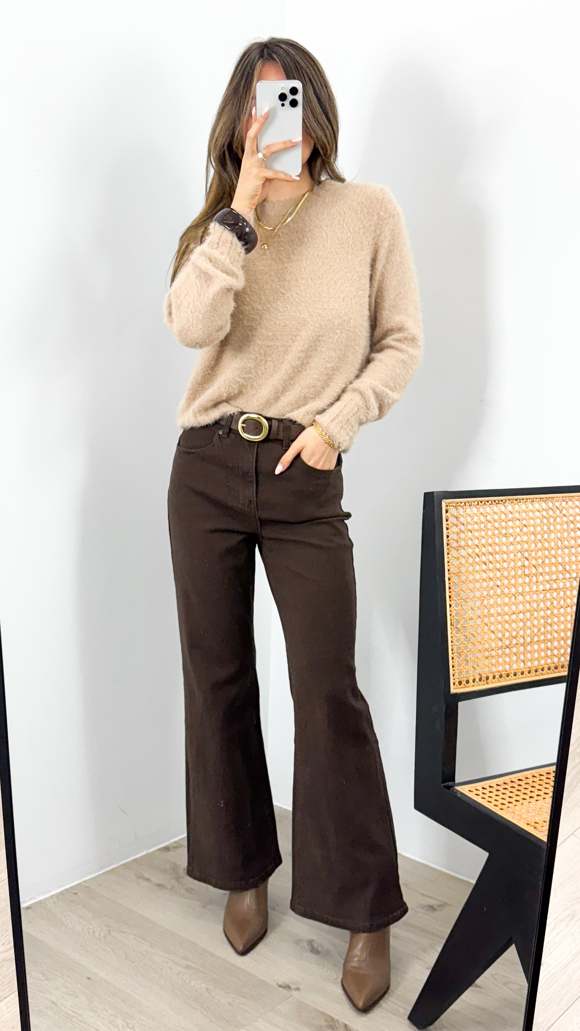 TEXAS STRETCH JEAN - CHOCOLATE BROWN (size down)