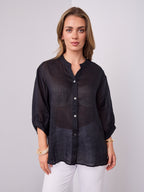 MARTA LINEN SHIRT - BLACK