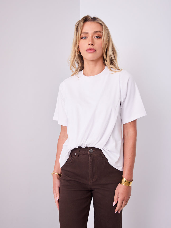 AMBER TUCK TEE - WHITE