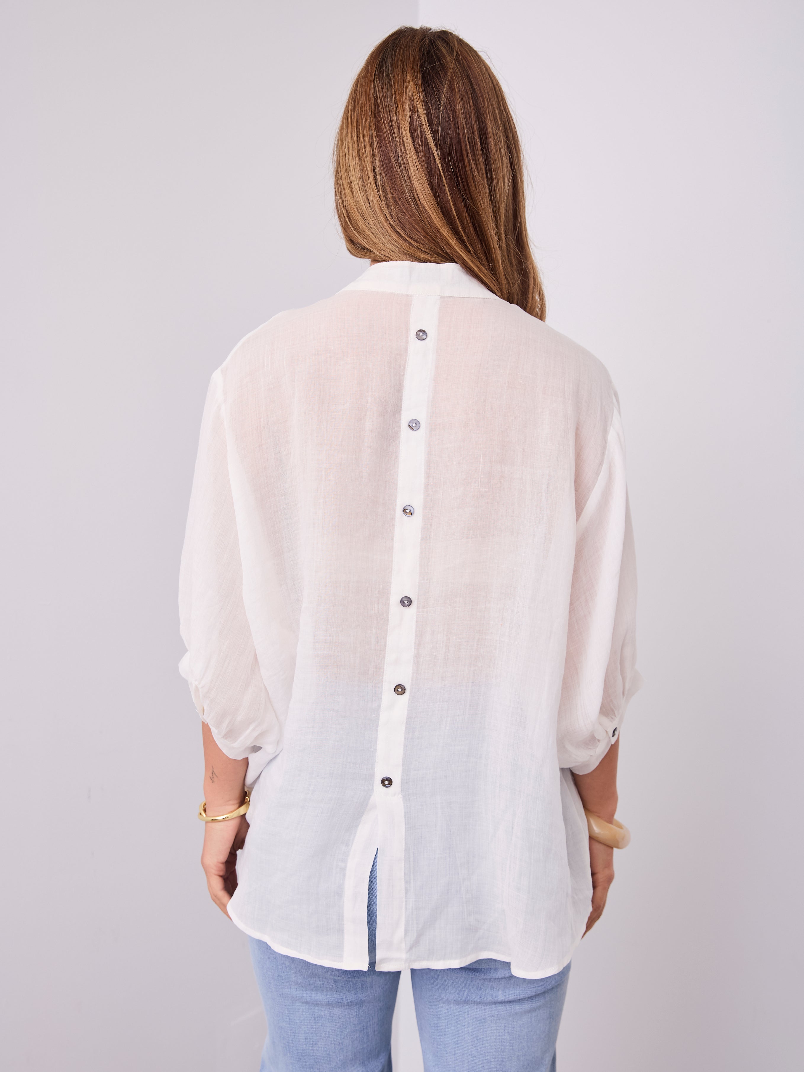 MARTA LINEN SHIRT - WHITE