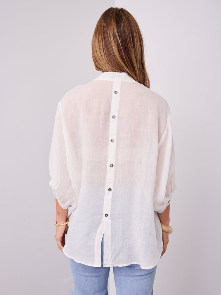 CATHY LINEN SHIRT - WHITE