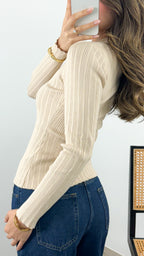 DENISE ZIP KNIT - CREAM