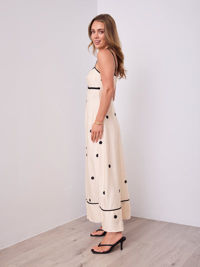 EVIE POLKA MAXI - CREAM/BLACK