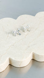 BOW STUD STERLING SILVER PLATED EARRINGS - SILVER