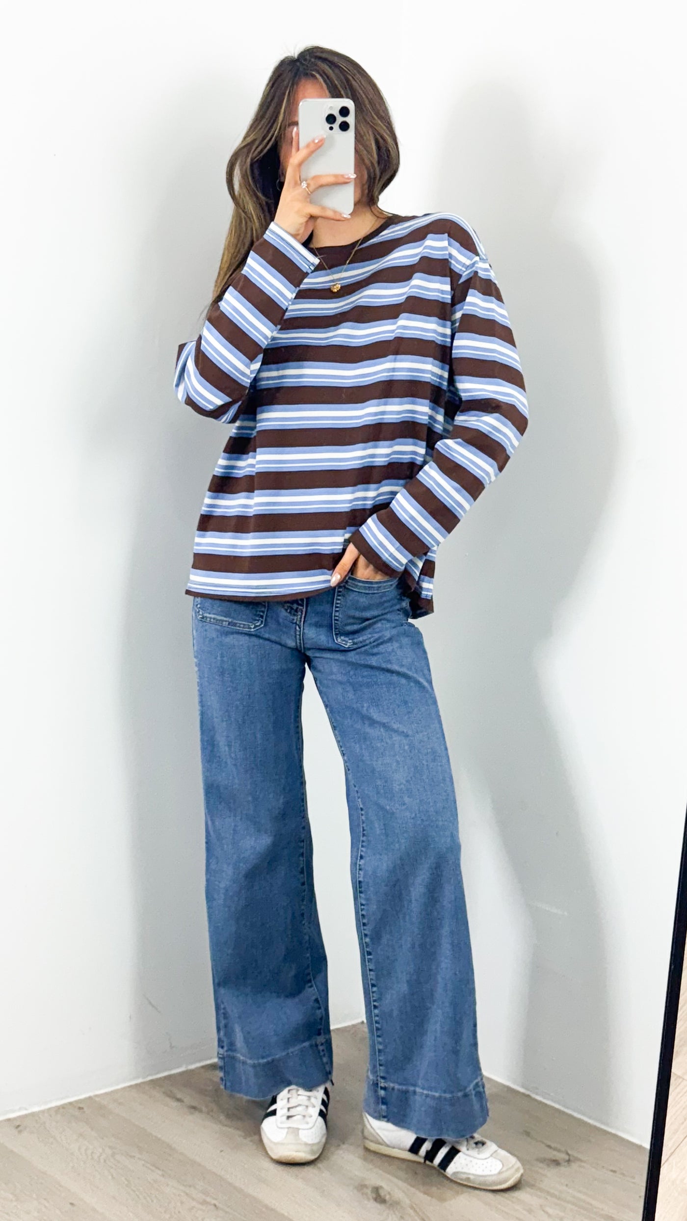 BOWEN STRIPE TOP - CHOCOLATE
