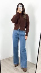 NOAH ZIP KNIT - CHOCOLATE