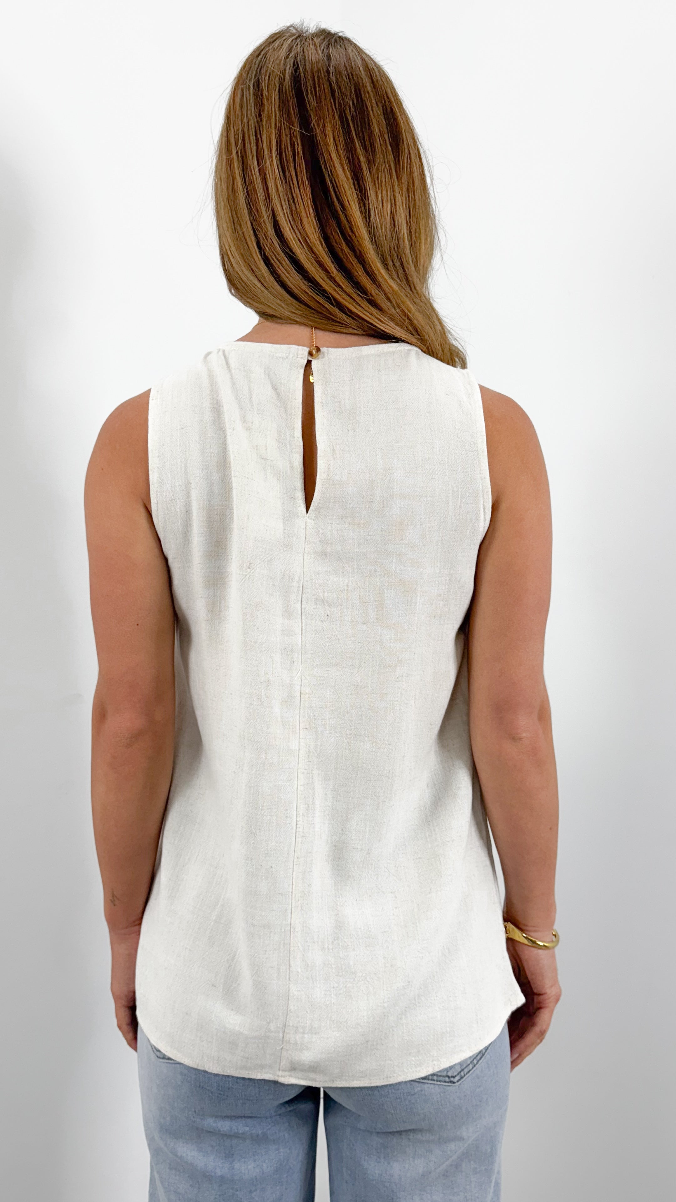 TALIA LINEN TOP - BEIGE