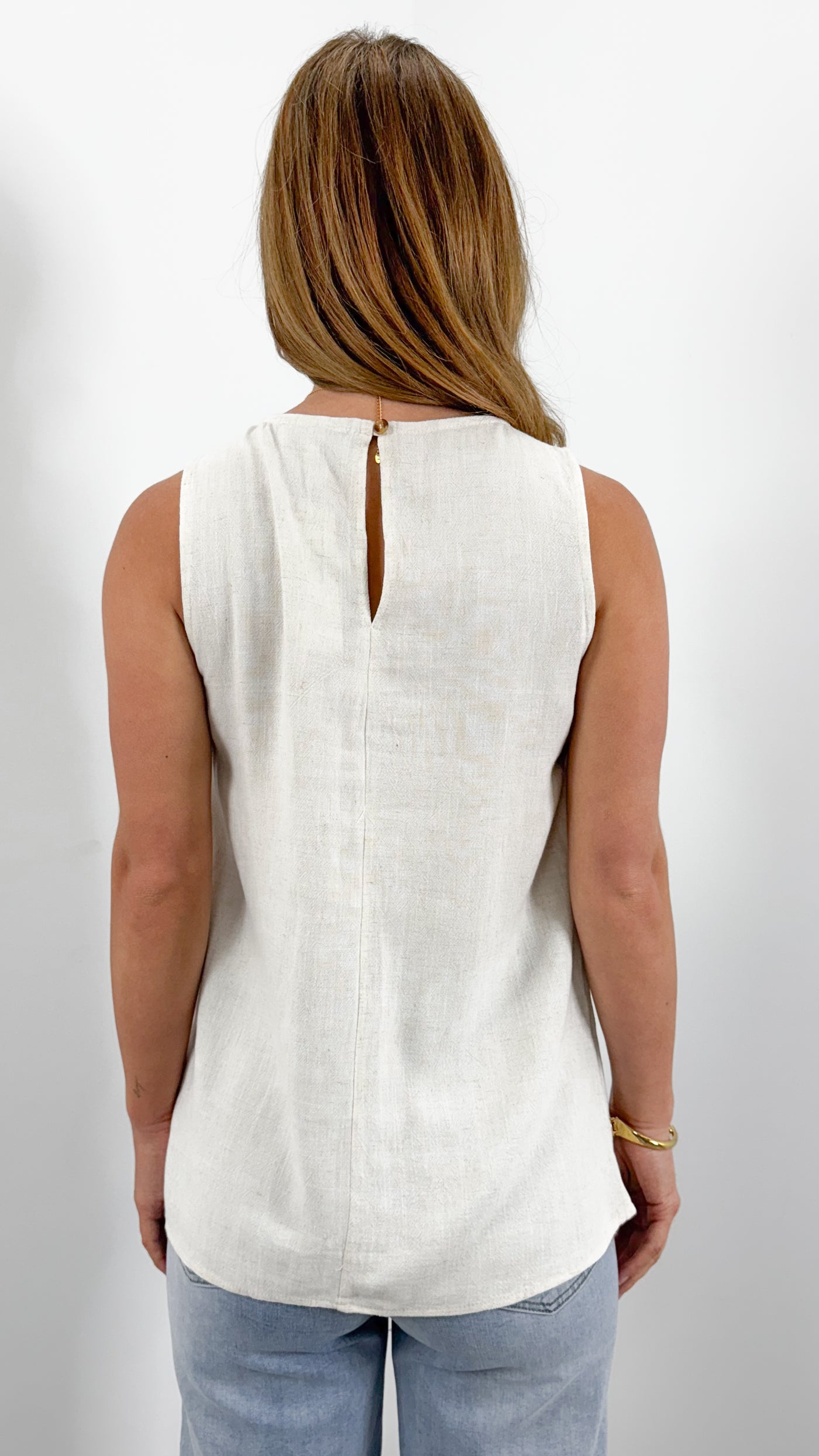 TALIA LINEN TOP - BEIGE