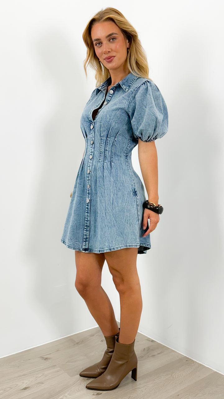 KRISTEN DENIM DRESS - BLUE