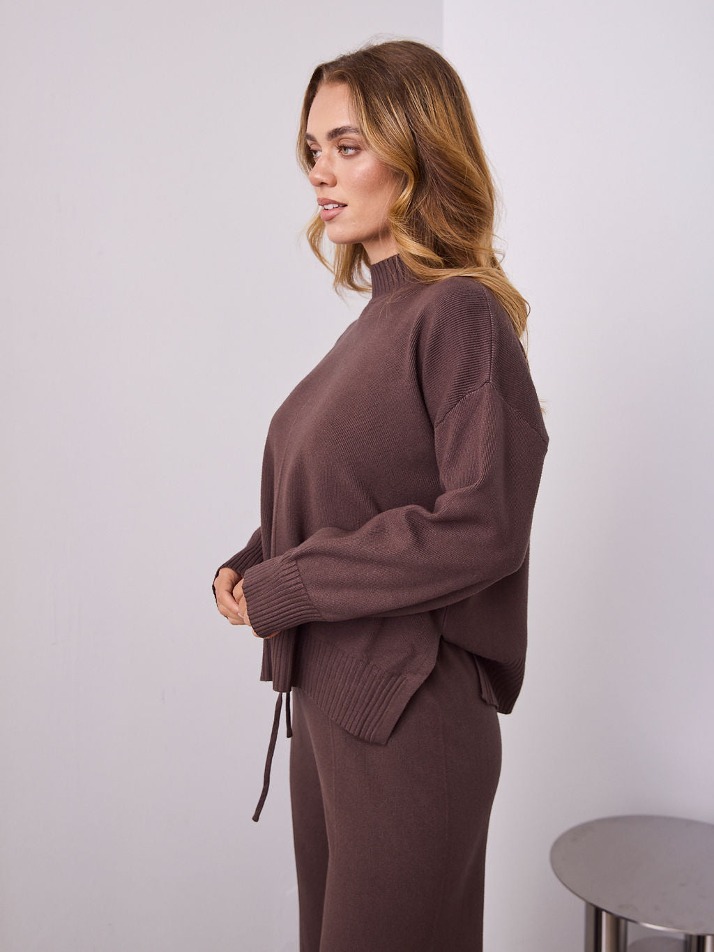 DELTA KNIT TOP - ESPRESSO