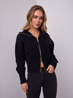 NERO TWO WAY ZIP KNIT - BLACK