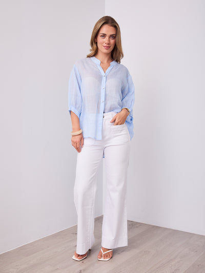 CATHY LINEN SHIRT - ICE BLUE